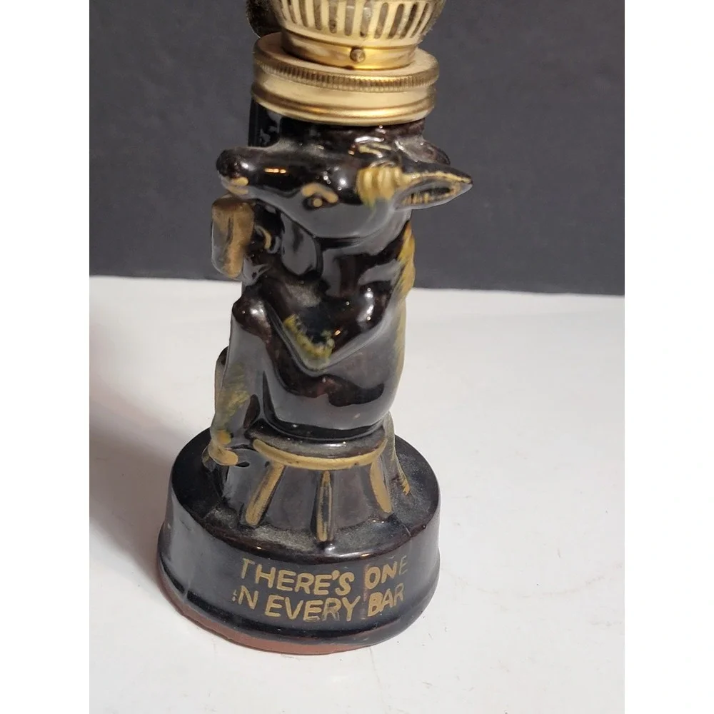 Vintage Hobo Drunk Ceramic Oil Lamp Japan Bar Decor Frosted Globe 7.5in